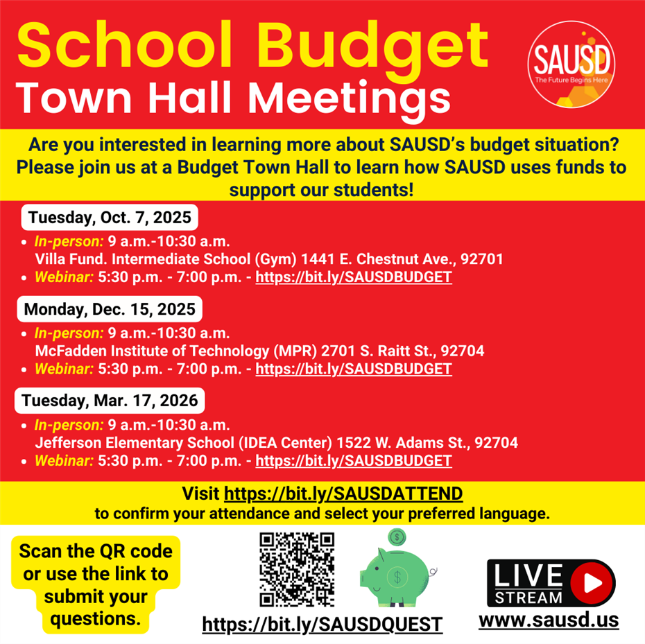  Budget Town Hall Meetings Scheduled for Oct. 7, 2025